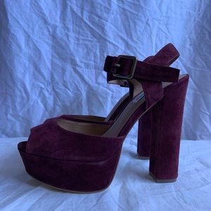 Purple Velvet Chunky Heels